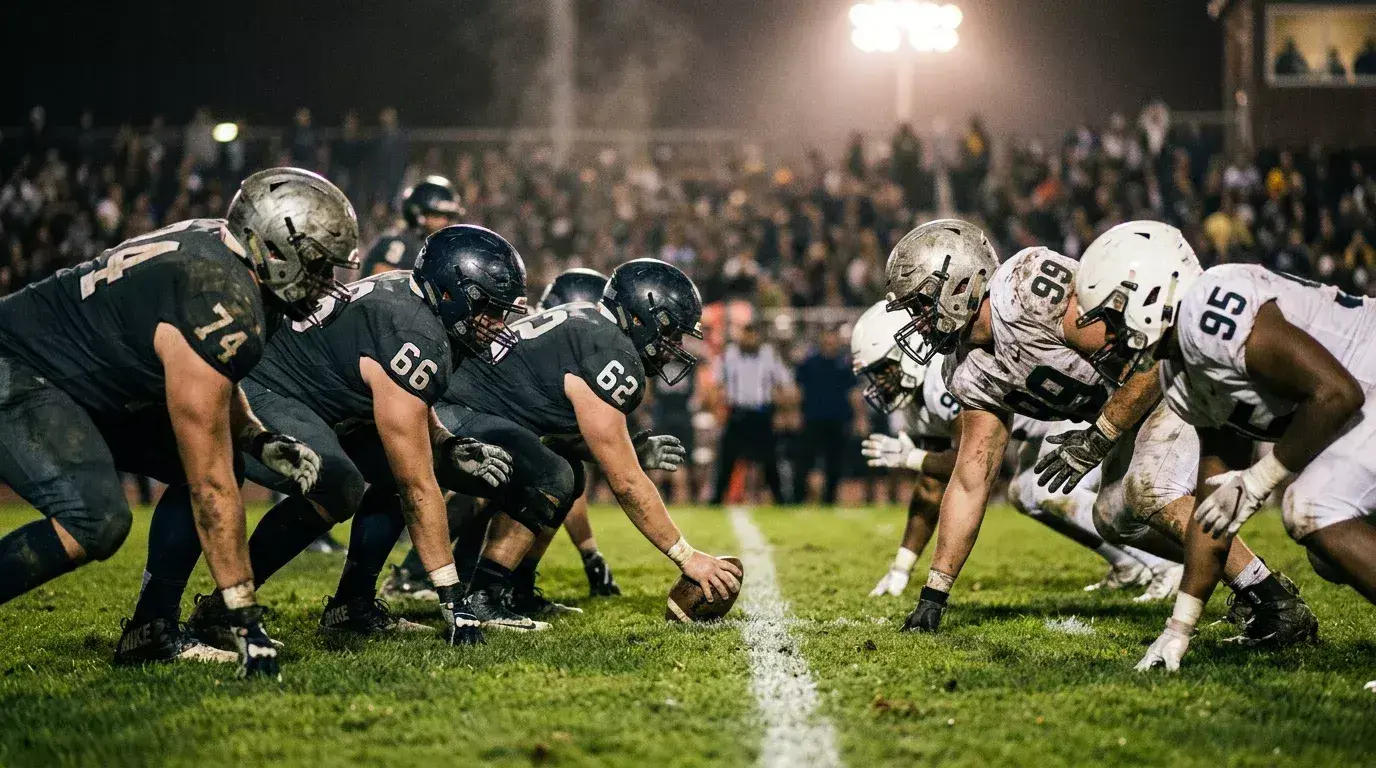 NFL players on the line of scrimmage illustrating the point spread and ATS betting concept