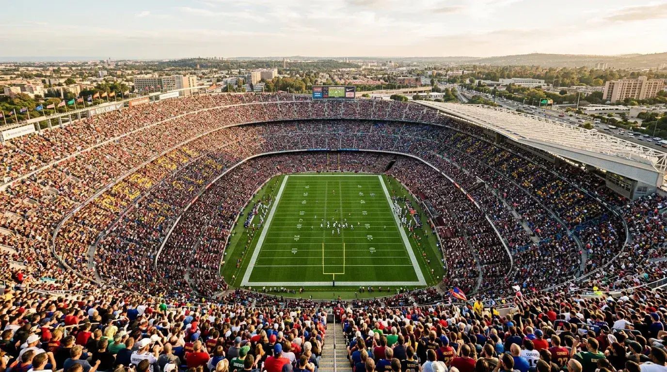 NFL stadium packed with fans on a Sunday afternoon representing the scale of NFL betting handle growth