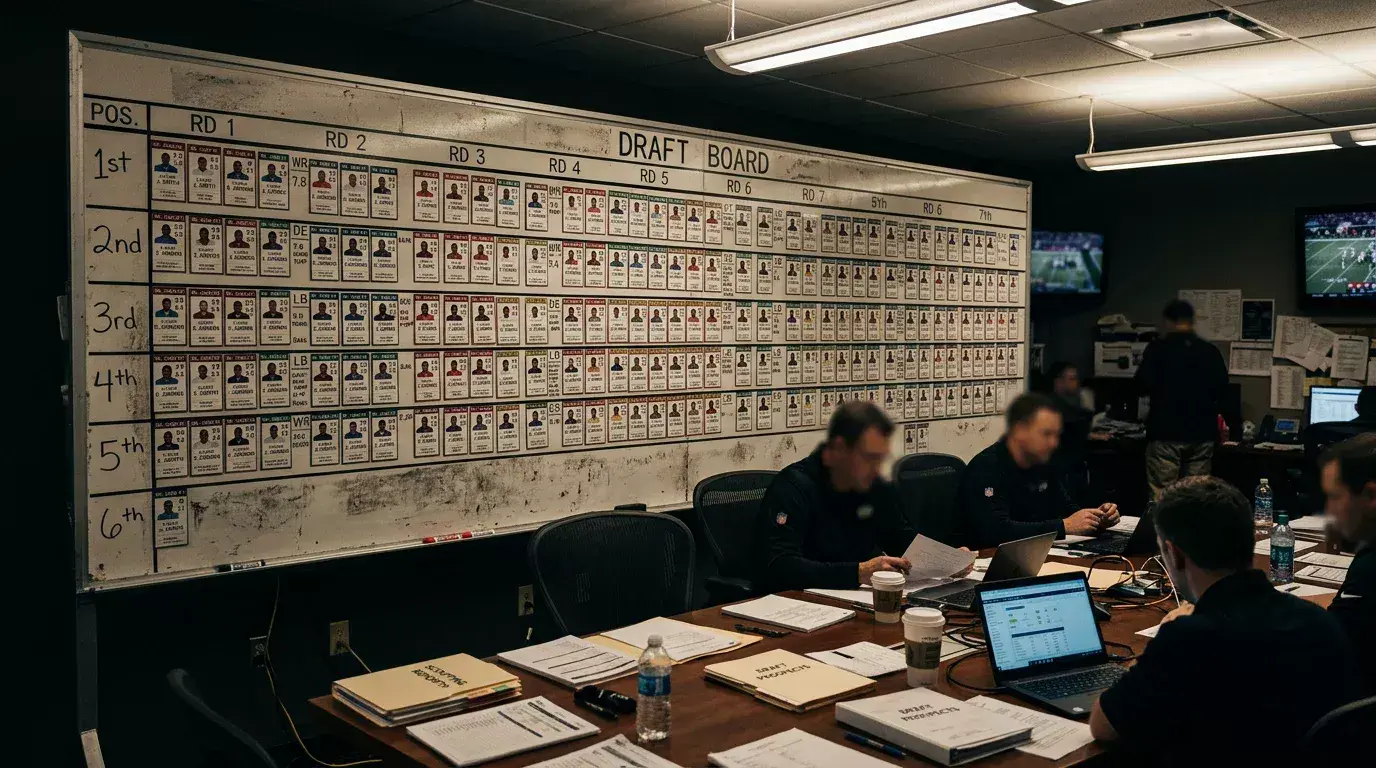 NFL draft board with betting odds on first overall pick and position selections